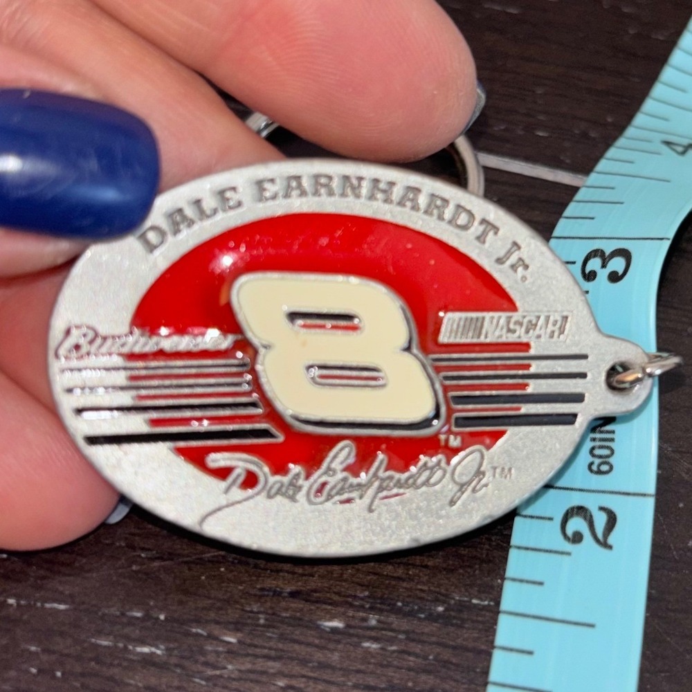 NASCAR | Dale‎ Earnhardt Jr 8 | Budweiser Pewter Keychain | 2002 Licensed